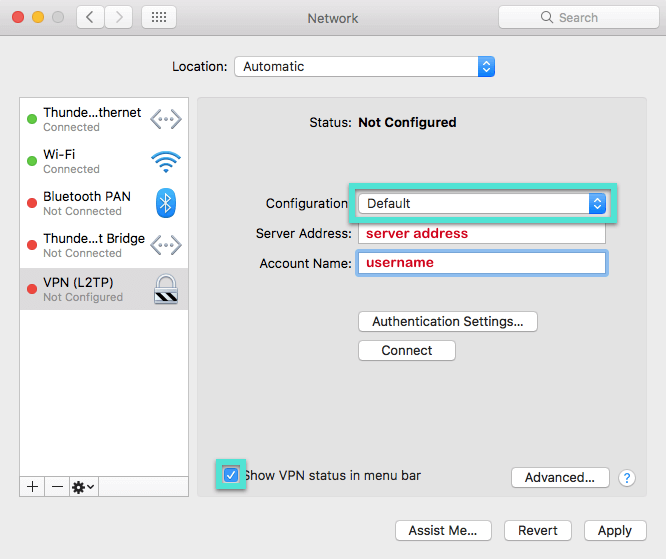 vpn settings for mac